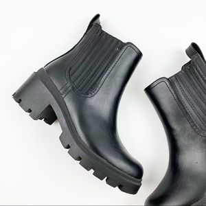 UNIVERSAL THREAD Black Platform Lug Sole Combat Moto Boots Pull On SIZE 8